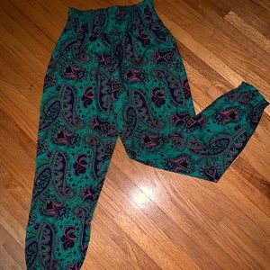 Beautiful Green and Pink Paisley Gypsy Style Pants